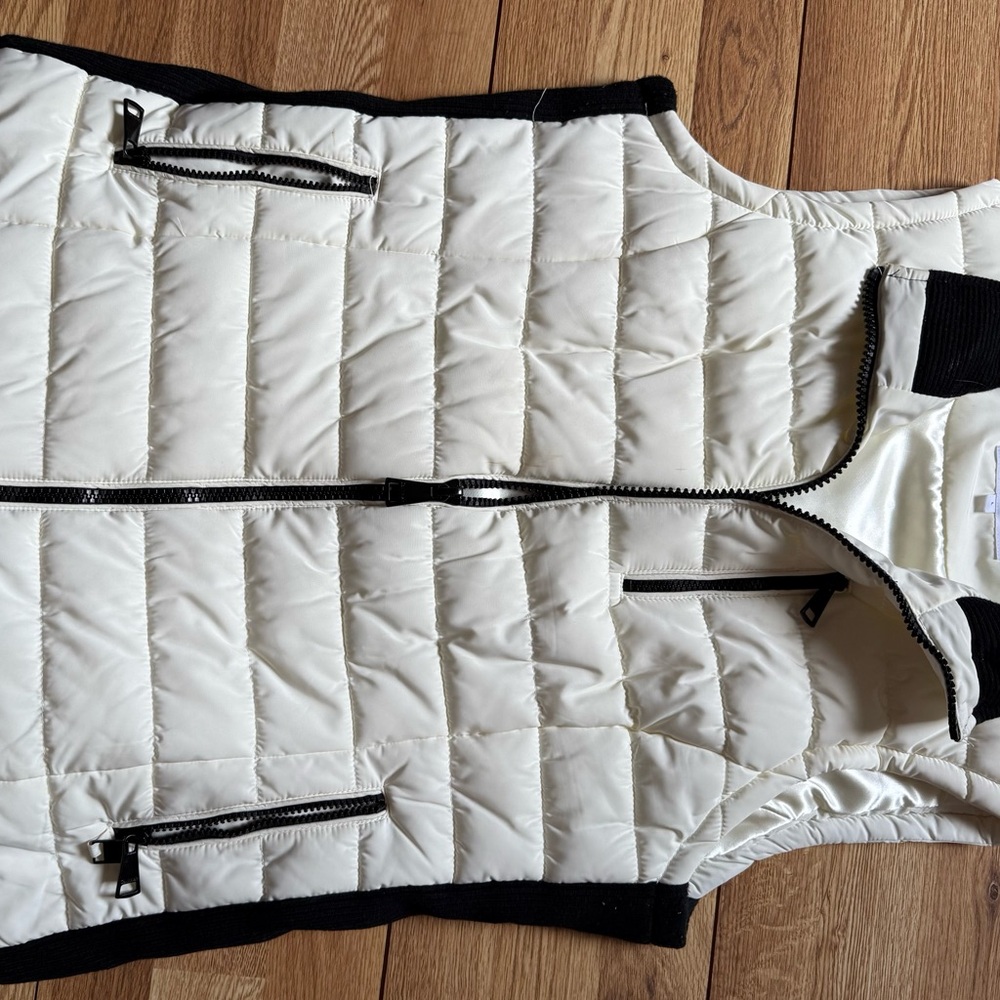 Calvin Klein White and Black Quilted Vest